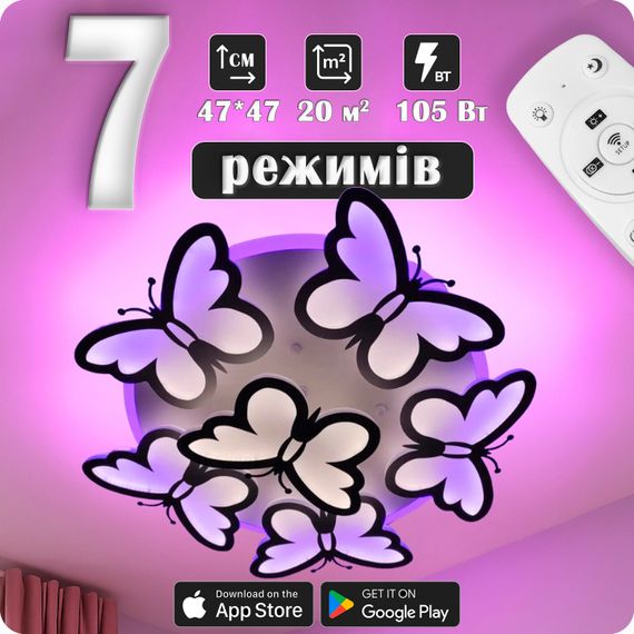 Люстра світлодіодна 517 Dlight 3color з пультом 105Вт Білий (02122)