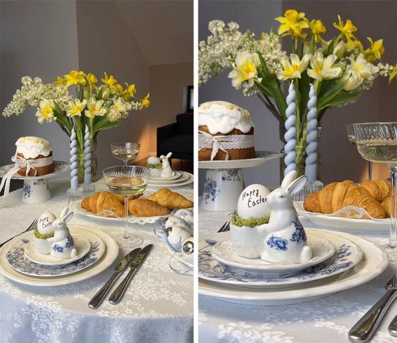 Тарілки порцелянові "Blue Bunny" 22см, набір 6 обідніх тарілок | Зображення 2