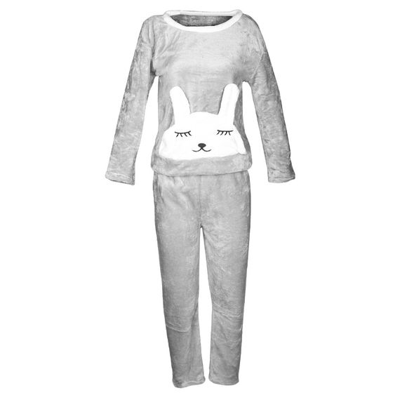 Женская пижама Lesko Bunny Gray L флисовая теплая костюм для дома | Зображення 5