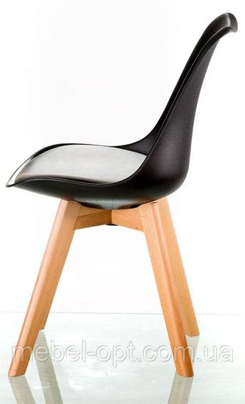 Стул Sedia black DSM Eames Style, черное пластикое сиденье с мягкой подушкой и деревянные буковые ножки | Зображення 2