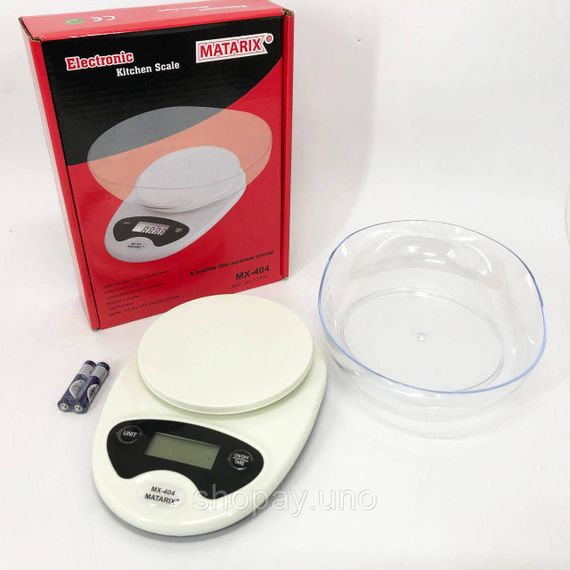 Весы кухонные Matarix MX-404 Электронные С Чашей Кухонные до 7 кг Кухонные весы для взвешивания продуктов | Зображення 1