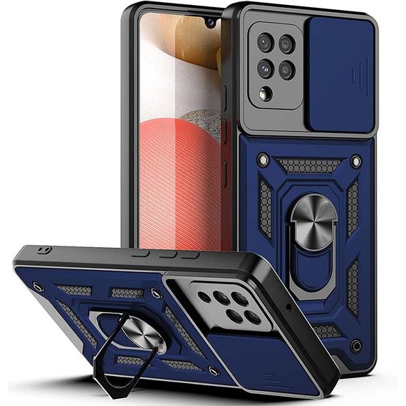 Ударостійкий чохол Camshield Serge Ring для Samsung Galaxy M53 5G TPU+PC, Шторка на камеру, Синій