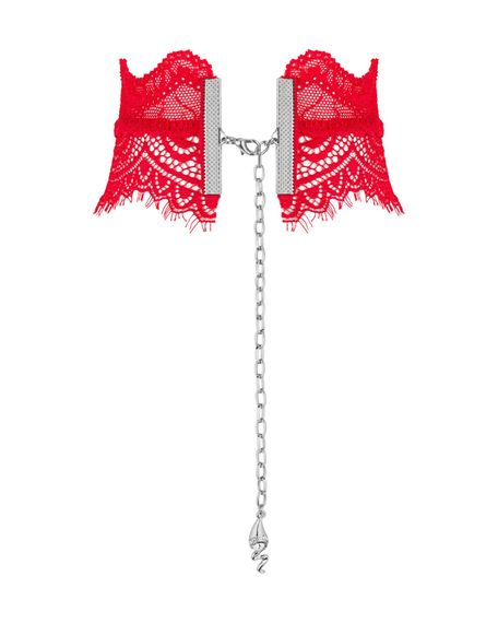 Широкий мереживний чокер Obsessive Bergamore choker, red | Зображення 1