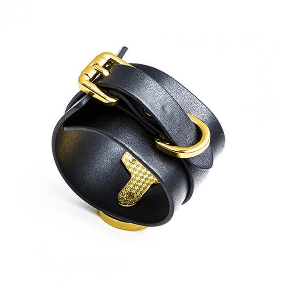 Поножи кожанные со вставками позолоты Ankle Cuffs UPKO size L sexstyle | Зображення 1