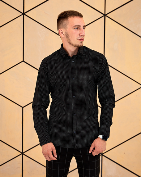 Рубашка классическая черный горох S XL | Зображення 6