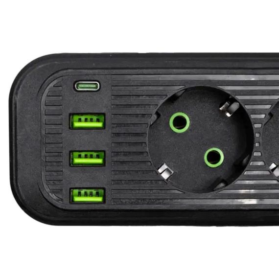 Мережевий фільтр-подовжувач 4 розетки 3xUSB-A 1xUSB-C 3м чорний HP-5-38M | Зображення 4