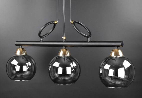 Люстра підвісна на 3 лампочки 26552 Чорний 40-190х15х65 см. | Зображення 2