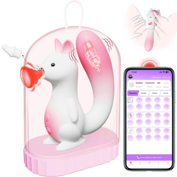 Вакуумний кліторальний стимулятор - Squirrel Smart Tail App Control White Sex Aura | Зображення 9