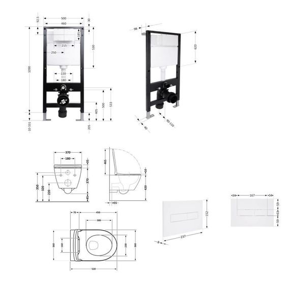 Готовое решение Qtap для ванной комнаты: подвесной унитаз Robin Ultra Quiet 520x365x365 + комплект инсталляции Standard (линейная | Зображення 1