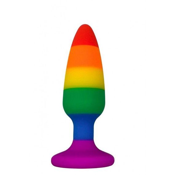 Анальная пробка Wooomy Hiperloo Silicone Rainbow Plug M, Радуга