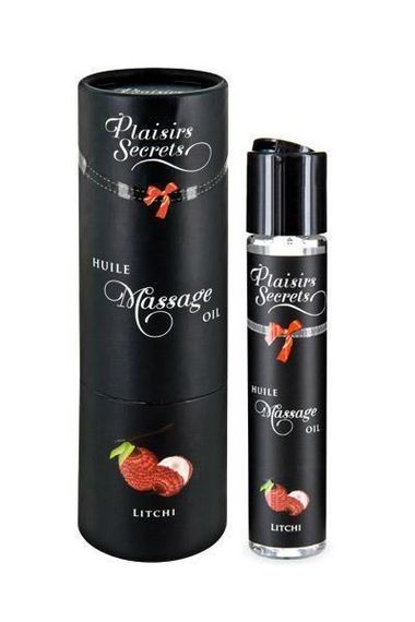 Масажна олія Plaisirs Secrets Litchi (59 мл) з афродизіаками, їстівна, подарункове паковання Sex Aura