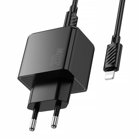 МЗП Hoco CS16A Wish PD20W (1USB-C/1L) + кабель Type-C to Lightning Black | Зображення 3