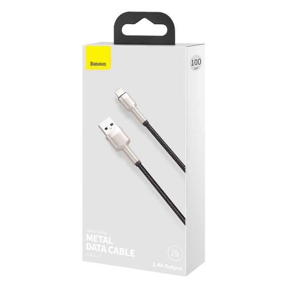 Кабель Baseus Cafule Series Metal Data Cable USB to IP 2.4A 1m Black | Зображення 3