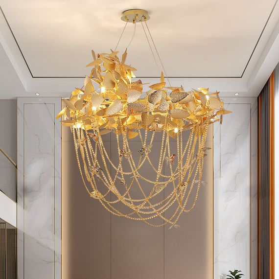 Люстра підвісна на 13 лампочок 26610 Золото 75-200х80х80 см.