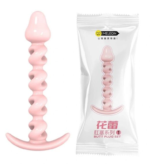 Анальна пробка MELEON Flower Bud, рельєфна пробка з вигнутим основанням, рожева Sex Aura