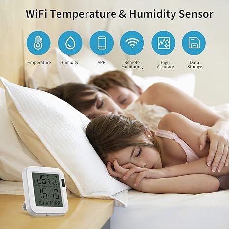 Датчик температуры eMylo WiFi s16 , гигрометр, умный термометр с приложением Smart App и регистратором данных, комнатный термометр чёрный | Зображення 1