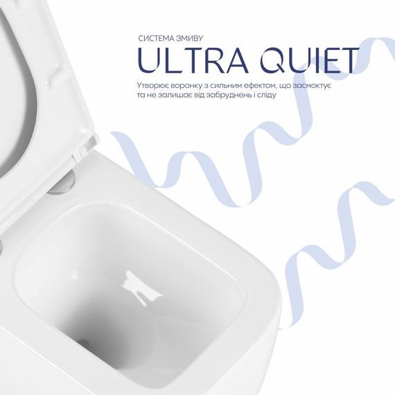 Унітаз підвісний Qtap Gemini Ultra Quiet 485×340×350 мм, White, із сидінням Slim Duroplast/Soft-close/Quick Release | Зображення 4