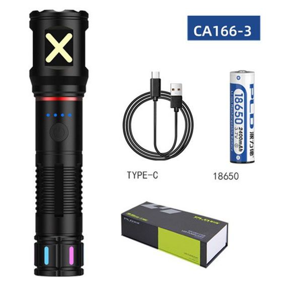 Ліхтар ручний акумуляторний світлодіодний PLD-CA166-3 led потужний. Колір: чорний | Зображення 3