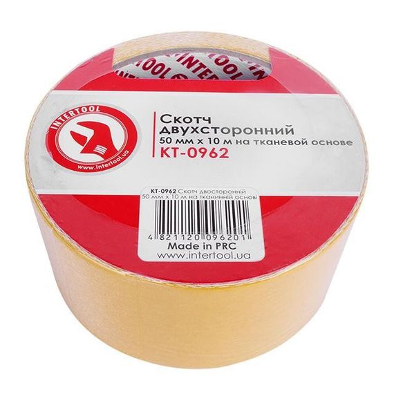 Скотч двосторонній на тканинній основі 10 м, 50 мм INTERTOOL KT-0962 | Зображення 2
