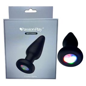 Анальна пробка Passion Play з RGB-підсвічуванням, чорна, 8.6 х 4 см Sex Aura