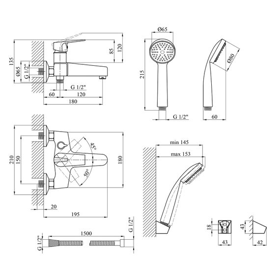Змішувач для ванни Kroner KRP Odra - C060 (CV019268) | Зображення 1