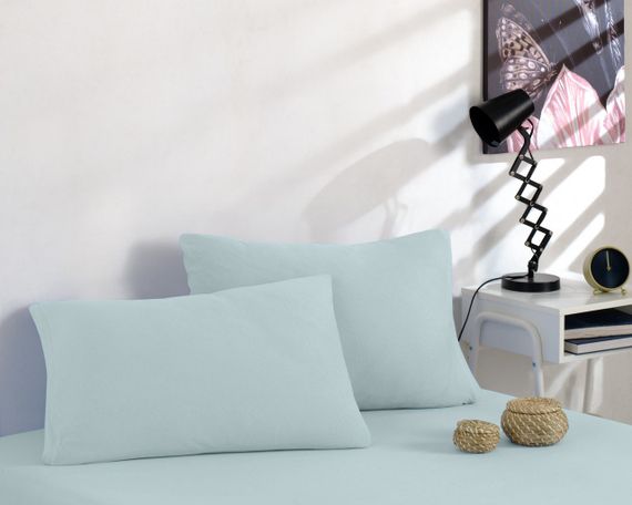 Простирадло 90х200см трикотаж (джерсі) на гумці з наволочками М'ятне | Зображення 2