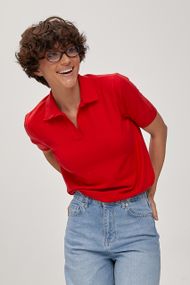 Однотонне в'язане поло - червоний цвет, ONE SIZE (є розміри)