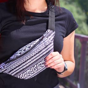 Сумка на пояс бананка Bumbag Орнамент 27x16 см (BB_20J009_BL)