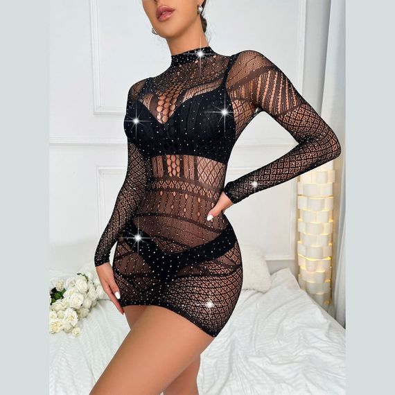 Пеньюар-Сітка Babydoll 44 Чорний 9130 | Зображення 9