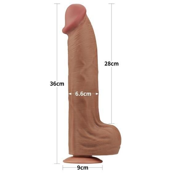 Фалоімітатор - Sliding-Skin Dual Layer Dong 14" Brown Sex Aura | Зображення 3
