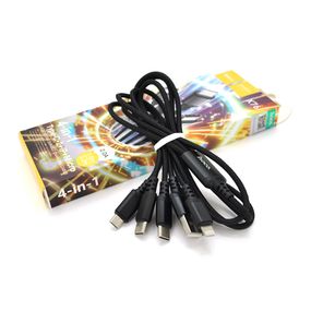 Кабель HOCO X76 USB-1 4 in 1 Micro/Iphone/2xType-C, 2A, довжина 1м, Black