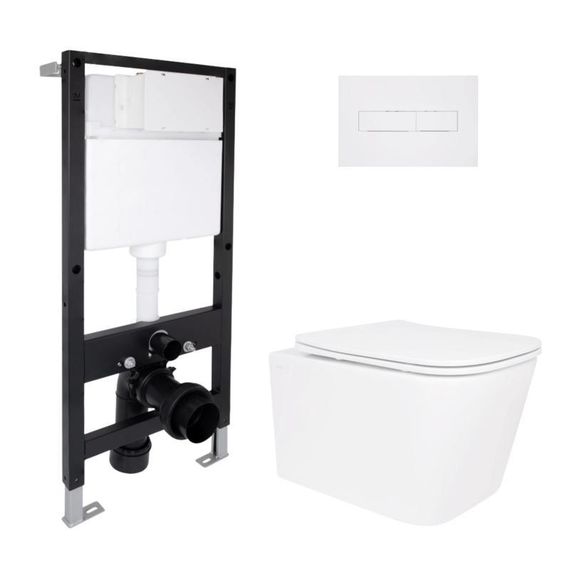 Готовое решение Qtap для ванной комнаты: подвесной унитаз Crow Ultra Quiet 485x340x290 + комплект инсталляции Standard (линейная