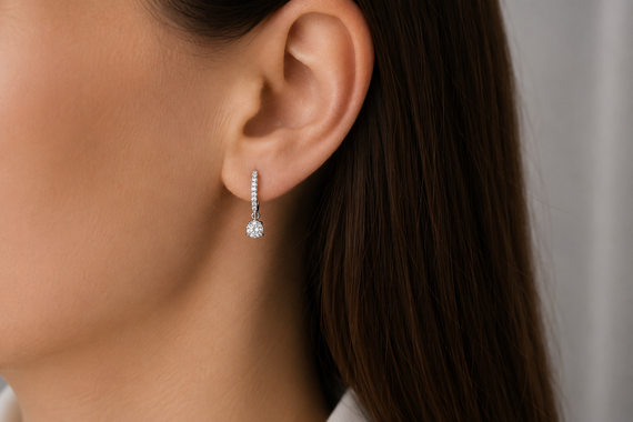 Серьги из белого золота  с  бриллиантами S-0408 | Зображення 2