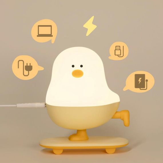 Ночник L63 Chicken on a Skateboard White / Yellow | Зображення 1