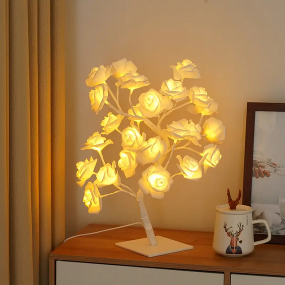 Рожева Настільна світлодіодна лампа / Дерево Троянда / Декоративна настільна лампа для дому | Зображення 4