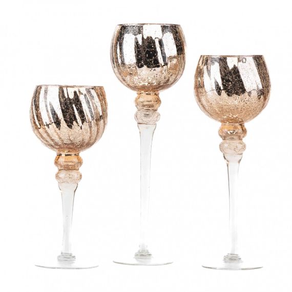 Декоративные подсвечники Pink gold в наборе 3 шт 30 см 35 см 40 см