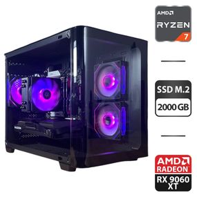 Збірка під замовлення: ігровий ПК AeroCool P300C-G-BK-v1 Tower / AMD Ryzen 7 7700 (8 (16) ядер по 3.8 - 5.3 GHz) / 32 GB DDR5 / 2000 GB SSD M.2 / AMD Radeon RX 9060 XT, 16 GB GDDR6, 128-bit / 750W
