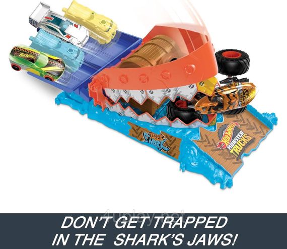 Трек Хот Вілс Монстр-трак Нищівники арени з тигровою акулою Hot Wheels Monster Trucks Arena Smashers Treasure Chomp Challenge | Зображення 4