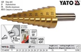 Сверло ступенчатое YATO коническое титан HSS 4241 Ø=20-30 мм L=75/54 мм YT-44747