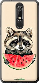 Чохол на Nokia 5.1 Єнотик з кавуном "4605u-1529-2448"