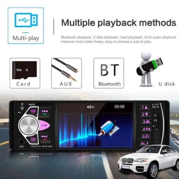 Автомобильная Bluetooth магнитола PI 4023 BT с пультом на руль и большим экраном | Зображення 8