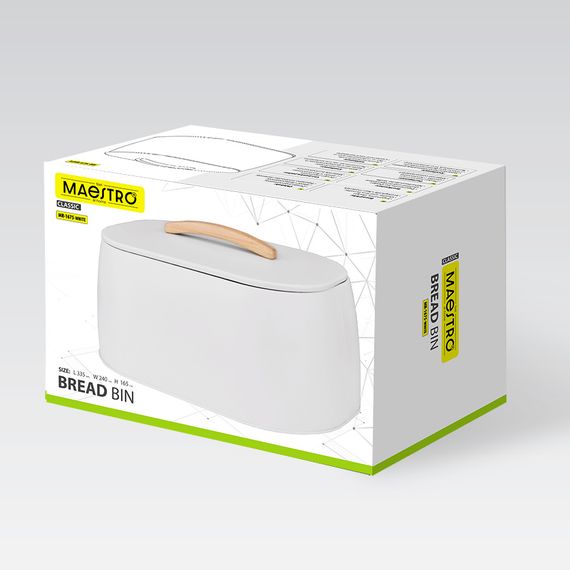 Хлебница Maestro МR-1675 White 16.5х24х33.5 см белая | Зображення 3