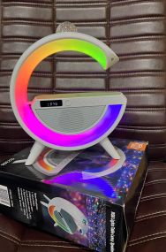 Розумний світильник колонка з будильником та диско кулею/Нічник з бездротовою зарядкою для телефону/Bluetooth-колонка