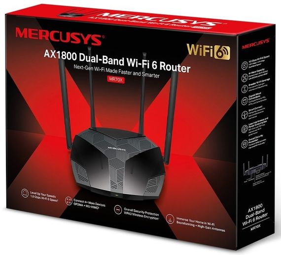 Маршрутизатор MercusysMR70X AX1800 3xGE LAN 1xGE WAN MU-MIMO OFDMA (MR70X) | Зображення 4