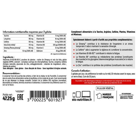 Таурін для спорту STC NUTRITION TAURINE SYNERGY+ 90 Caps | Зображення 2
