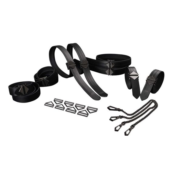 Набір з 8 ременів для зв'язування LOCKINK 8-Bondage-Straps Restraint Set Чорний | Зображення 1