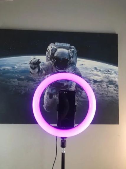 Кольцевая светодиодная лампа RGB LED RING MJ33/ 33 см с креплением для телефона | Зображення 1