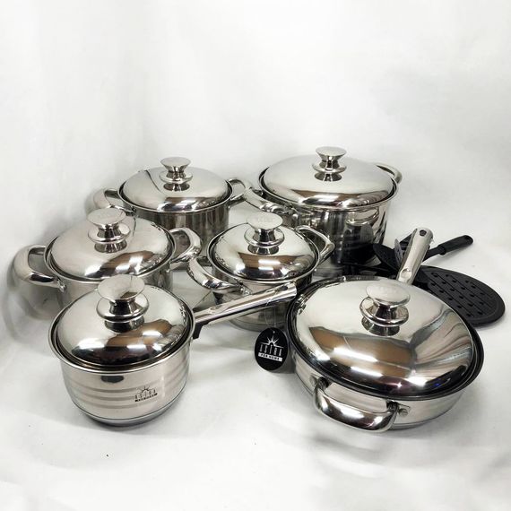 Набор больших кастрюль 18 предметов ASTRA A-2518, Набор практичных кастрюль, Кастрюли с крышками DG-94