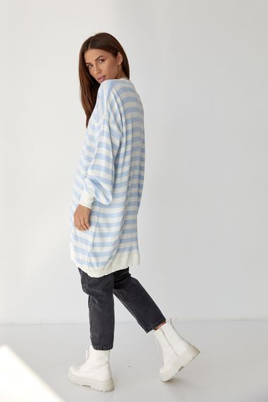 Туніка жіноча в смужку з кишенею - блакитний цвет, M (є розміри) | Зображення 1