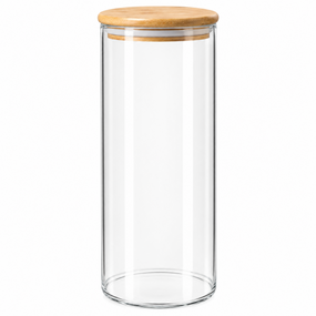 Скляна банка Bamboo GK-5229 для зберігання з бамбуковою кришкою 2100 мл Прозорий